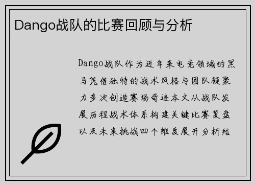 Dango战队的比赛回顾与分析